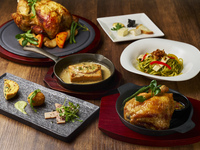 Website exclusive — ¥500 off! Party Plan: 5-course set including rotisserie chicken, three tapas, and pasta.