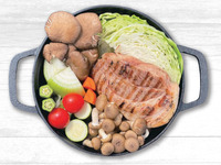 Chami pork shoulder loin pot-au-feu finished with pasta