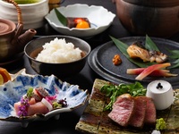 <Lunch> [Osumi Gozen] Double main course of Kuroge Wagyu beef and seasonal fish saikyoyaki with our specialty clay pot rice