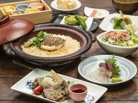 飲み放題付き【おはしの名物〜華（はな）コース〜】鮮魚のお刺身、出汁巻き玉子と生麩田楽、黒毛和牛の炙り、鯛の羽釜ご飯など全8皿