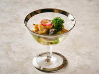 Braised abalone and vegetable salad with sake jelly