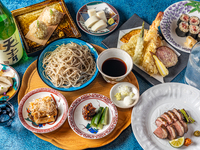 [Dinner only] A highly satisfying Tou Soba Kaiseki course including 8 kinds of soba noodles, sashimi, seasonal tempura, handmade soba noodles, etc.