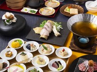 [Weekday-only] 12 Appetizers · Buri Shabu (yellowtail shabu‑shabu) · Kuro‑gyu Lava‑Stone Grilled Beef Course (¥4,900)