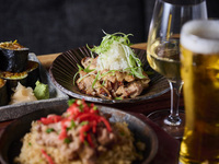 Includes 3 hours of all-you-can-drink [Take: Shibuya Tongue-Swallow Course] from appetizer rolls to the main charcoal grilled dish, and finishing with garlic rice!