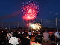 【特製花火弁当付】おのみち住吉花火まつり～屋上最前列の特別観覧桟敷6名席～