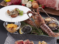 [Daisetsu] Lunch & Dinner course featuring the world's three great delicacies, live Ezo abalone, red king crab and Kobe beef