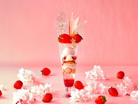 期間限定【ご褒美パフェ】 ハーゲンダッツ アイスクリーム使用！桜香る春恋いちごパフェ！ドリンク付き