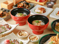 【春の会席料理】人気”桜鯛の胡麻味噌たれ丼”や低温調理の厚切りトンテキなど★飲み放題120分のプレミアムプラン