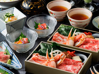 [Individual hot pot dashi shabu-shabu] Celebration kaiseki "Manju Manju" (snow crab, wagyu beef, carefully selected pork) *Reservations required by the day before