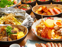 【輕鬆飲酒會】烤土雞和海鮮蓋飯，適合飲酒會的宴會套餐★4,500日元，附無限暢飲