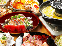 【輕鬆飲酒會】烤土雞和海鮮蓋飯，適合飲酒會的宴會套餐★4,500日元，附無限暢飲