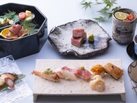【Weekday WEB reservation limited discount plan】 Gion Course *Charcoal grilled fish and Wagyu beef, chef’s recommended sushi course