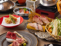 6月限定【燈花おまかせコース】『鰤と北海帆立の黄金だし小鍋』&『鯛の炊き立て羽釜めしと和牛のすきしゃぶ』 5,000円(税抜)