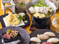【ランチ限定 みやび鮨コース】 『江戸前鮨/和牛ステーキ/ふぐと北海帆立の黄金出汁小鍋』 土日祝4,000円