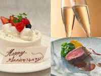 【ホールケーキでお祝いランチ】乾杯ドリンク付！国産牛や魚料理などWメイン！特別な日に映えるホールケーキ付ランチ 全5品