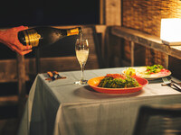 Course meal(changed the main dish to beef)(prepared on the terrace)