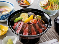 [Weekday Lunch Only] Domestic Beef Steak Rice Bowl Set