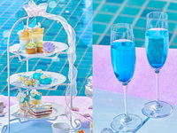 【 平日窓側席 カフェフリー】マーメイドブルー アフタヌーンティー〜トロピカルサマー〜 ブルーの乾杯ドリンク付き