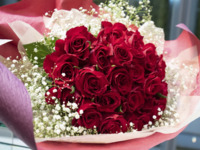 【プロポーズ オプション】赤バラ21本＋カスミソウの花束