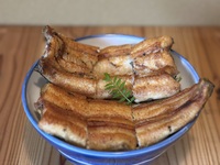 Grilled eel rice bowl with a Shiso lesves