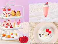 平日【ステッカー＋ホイップカラーストロベリー＋ハローキティのショートケーキ付】ハローキティ プリンセスアフタヌーンティー ★オリジナルステッカー付