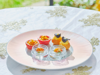 ＜土日祝＞『大人のご褒美パフェ付き プチシェリー‛ピーチ＆ローズ’アフタヌーンティー』フレグランスメゾン＜グタール＞のアイコニックなプチシェリーの香りに包まれて　マリアージュフレールもお替り自由　7/1～9/12