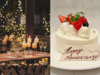 【レストランdeプロポーズ】窓際席確約・卓上キャンドル・乾杯酒・アニバーサリーケーキがついた豪華ディナー ～CHEF'S～