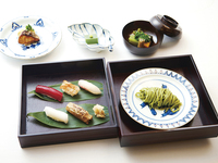 Suruga sushi and Shizuoka Gyokuro soba set meal