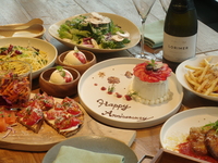 【DINNER】Anniversaryプラン　大切な記念日に。 乾杯スパークリングワインとアニバーサリーケーキ付の全7皿