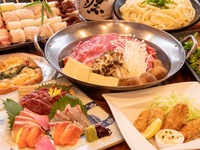 焼鳥、和牛すき焼き、馬刺しの入ったちょいリッチコース