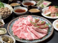 Premium shabu-shabu course with two types of Okinawan black beef