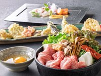 【秋の収穫祭ディナー】近江牛すき焼き付き～天麩羅食べ放題～（ディナー90分制）　　　※要予約　1日10食限定