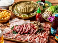 【鍋BBQプラン】OXテールスープしゃぶしゃぶ＆BBQが一緒に楽しめます♪120分飲み放題付き