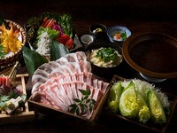 【大皿】黄金出汁　豚のしゃぶしゃぶコース　5000円(税込)　 2時間飲み放題付