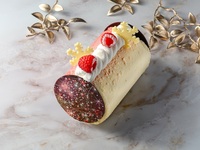 White Chocolate Mix berries Yule log (12cm X 7cm)