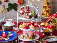 【7000】苺のミルフィーユミニパフェ付！苺尽くしのクリスマスフェスティブアフタヌーンティー～2時間カフェフリー（土日祝～12/19)