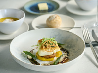 From September 25 — Lunch Course: Autumn Prix Fixe. A four-course menu celebrating the bounty of autumn: a seasonal appetizer plus your choice of main (for example, grilled premium pork or pan-seared seasonal fish). Includes coffee after the meal.