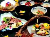 【個室確約！！】個室プラン 仙台名物牛タンと仙台牛モモ肉が一緒に愉しめる彩り会席　嵯峨