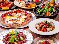 Casual Value: 11 hearty dishes including cheese risotto, pasta, and grilled young chicken — ¥4,200 (includes all-you-can-drink)