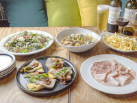 土日祝10/1スタート！【両国テラスのライトパーティプラン】前菜～パスタ～メインまでちょっとしたお祝いにお料理全5品＋自分で注げる生ビール2種＆樽生ワイン6種含む飲み放題120分付き！