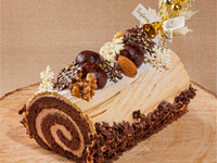 【クリスマスケーキ】栗とキャラメルのブッシュ・ド・ノエル(8cm)