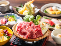 【雅】一人一鍋神戸牛と握り寿司本マグロ会席　⒑000円(税込)　2時間プレミアム飲み放題付き