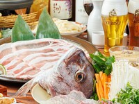 【エビスと旬を堪能】脂の乗った真鯛 と九州豚Wしゃぶしゃぶと旬の天婦羅を贅沢に味わえるプラン