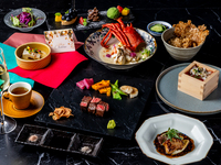 【Xmas 燈コース2025】 グラスシャンパン含む1ドリンク付き 鮑や特選黒毛和牛を用いたコース