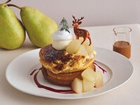 [November only (from November 6th)] Drink set / Fresh pear scorched brulee pancakes with fresh caramel sauce