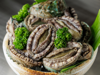 【전복 & 스테이크 코스】활 에조 전복의 철판구이+고베 비프 스테이크