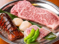 【茜B】 岩手黒毛和牛ロース肉とオマール海老の鉄板焼きコース（2026.2.1～）