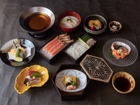 かにしゃぶ会席B（蟹酢甲羅盛りなど全7品）