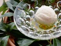 Jasmine tea ice cream with a sprinkling of osmanthus