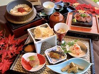 ■数量限定【秋の北海道贅尽くし御膳ランチ】『6種の北海道旬菜とブランド士幌黒牛ステーキ＆秋鮭といくらの羽釜めし』 土日祝価格3,680円